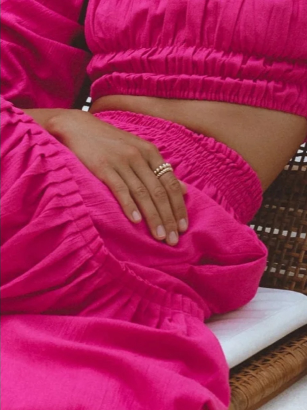 Balielf made by hand Annabelle Hot Pink Smocked Crop Top & Skirt Nwt - Picture 2 of 12